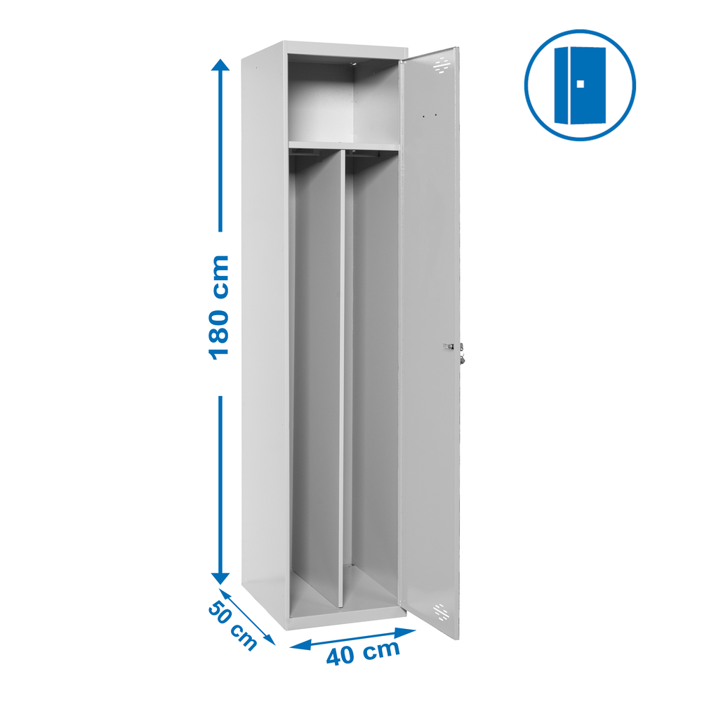 Vestiaire métallique monté 1800x400x500 - 1 niveau Gris - SIMON RACK - 8435104938010