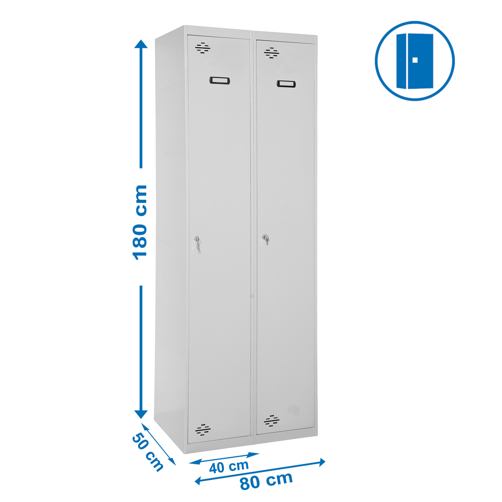 Vestiaire métallique monté 1800x800x500 - 1 niveau Gris - SIMON RACK - 8435104938027