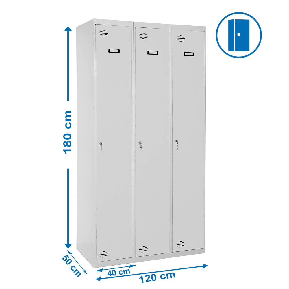 Vestiaire métallique monté 1800x1200x500 - 1 niveau Gris - SIMON RACK - 8435104938034