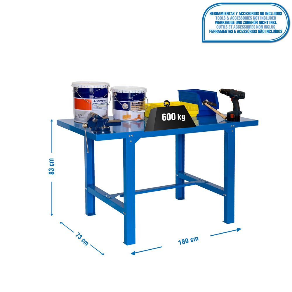Kit établi mobile Bricolage - 830x1800x730 - 1 niveau Bleu - SIMON RACK - 8435104938423