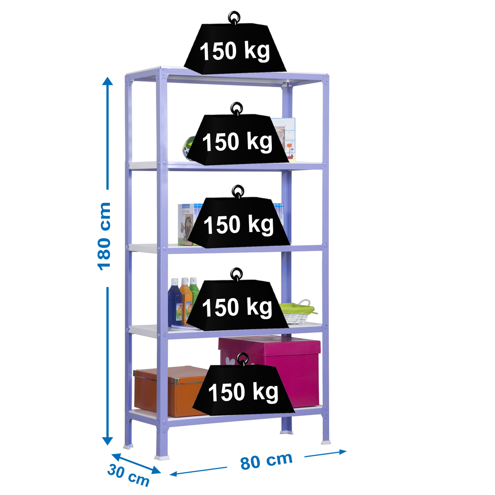 Rayonnage intérieur 1800x800x300 - 5 niveaux Blanc - SIMON RACK - 8435104940150
