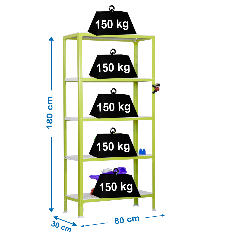 Rayonnage intérieur 1800x800x300 - 5 niveaux Vert/Blanc - SIMON RACK - 8435104940167