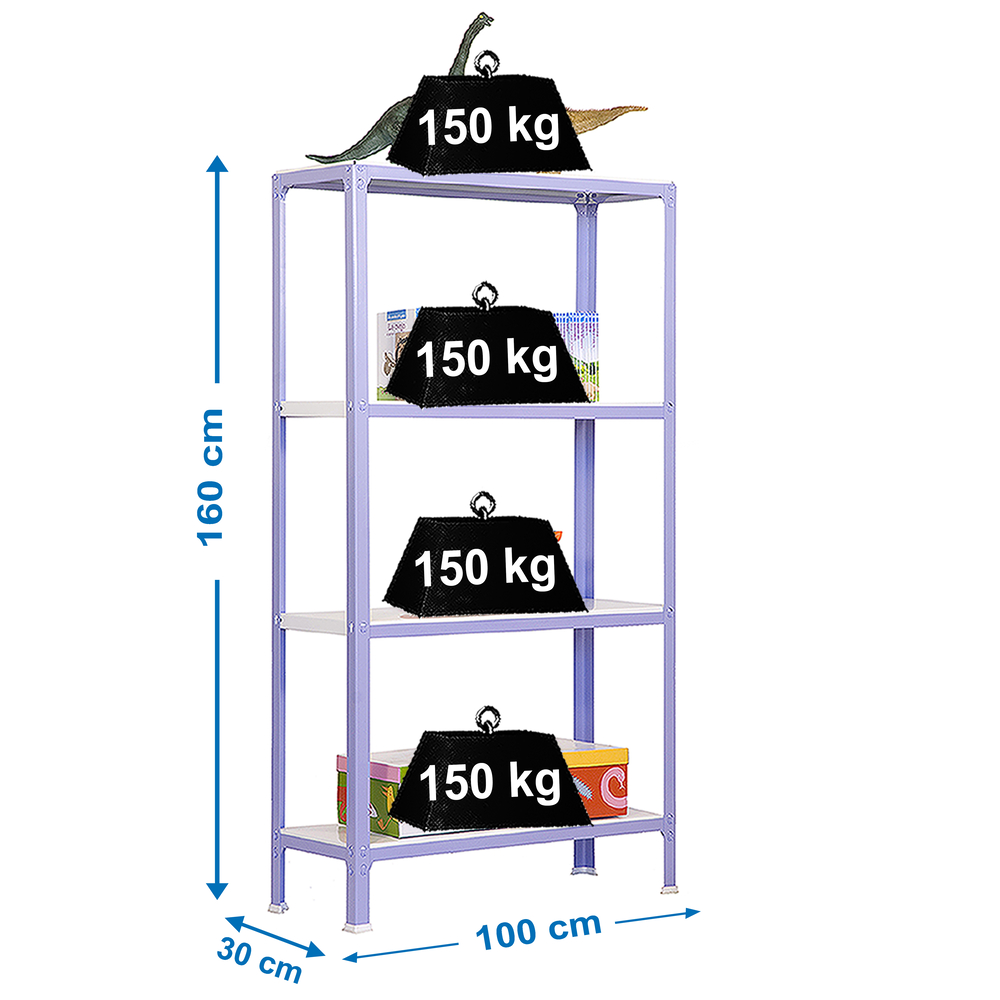 Rayonnage intérieur 1600x1000x300 - 4 niveaux Blanc - SIMON RACK - 8435104940310