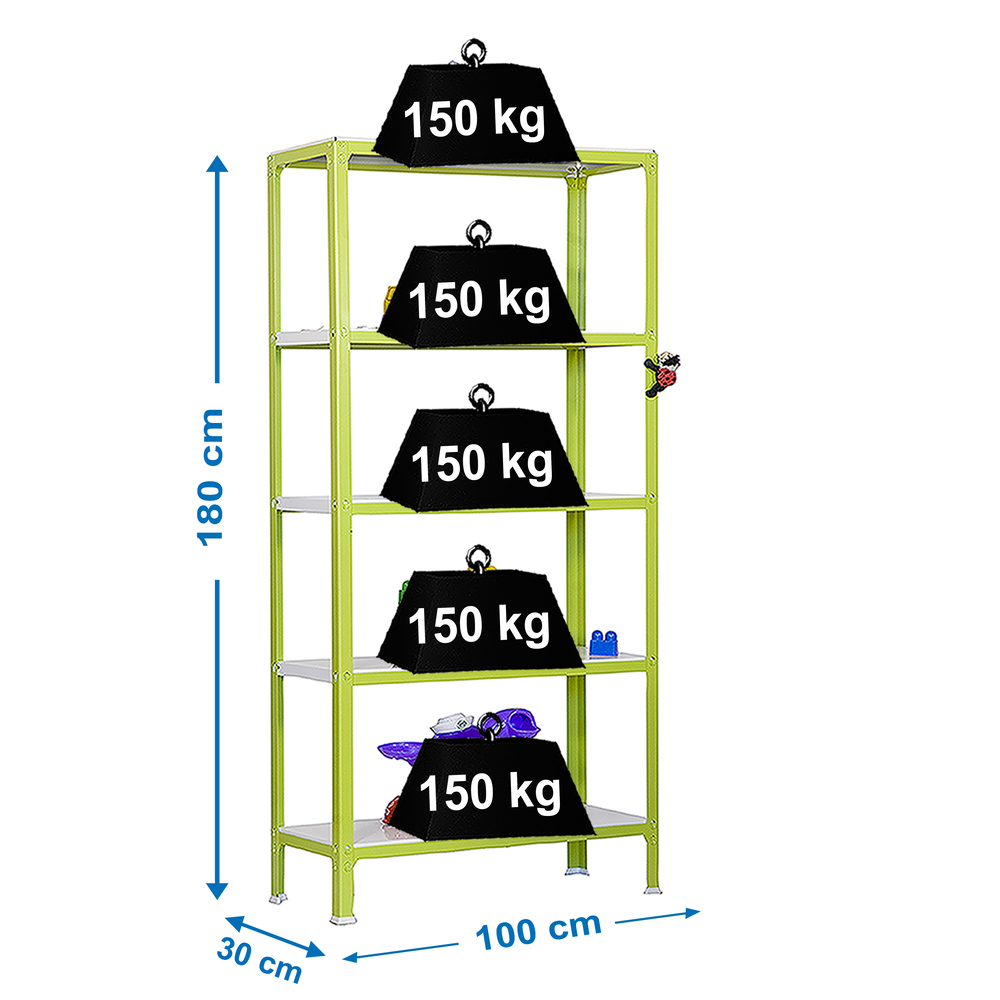 Rayonnage intérieur 1800x1000x300 - 5 niveaux Vert/Blanc - SIMON RACK - 8435104940402