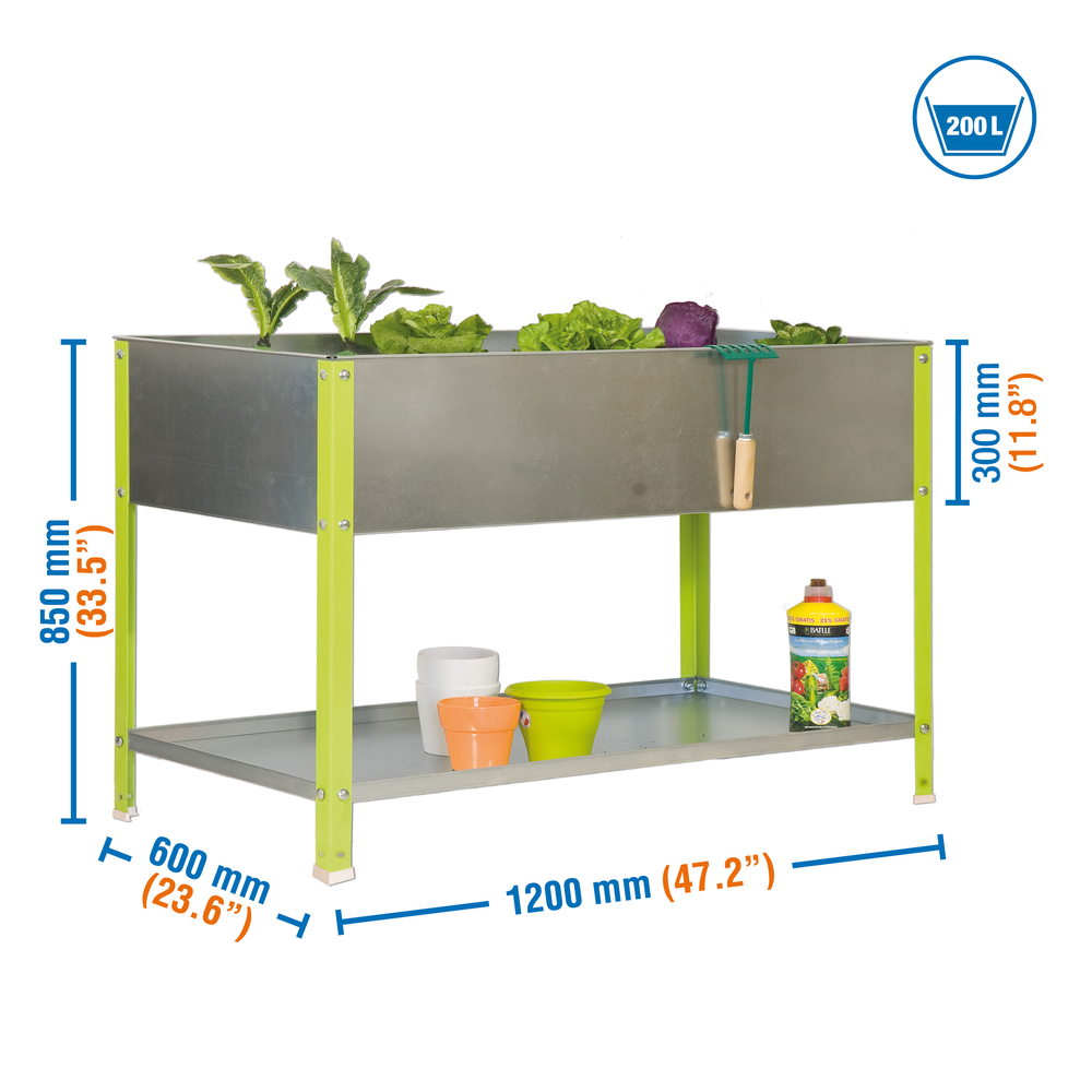 Jardinière extérieure - 850x1200x600 - 2 niveaux Vert/Galvanisé - SIMON RACK - 8435104941539