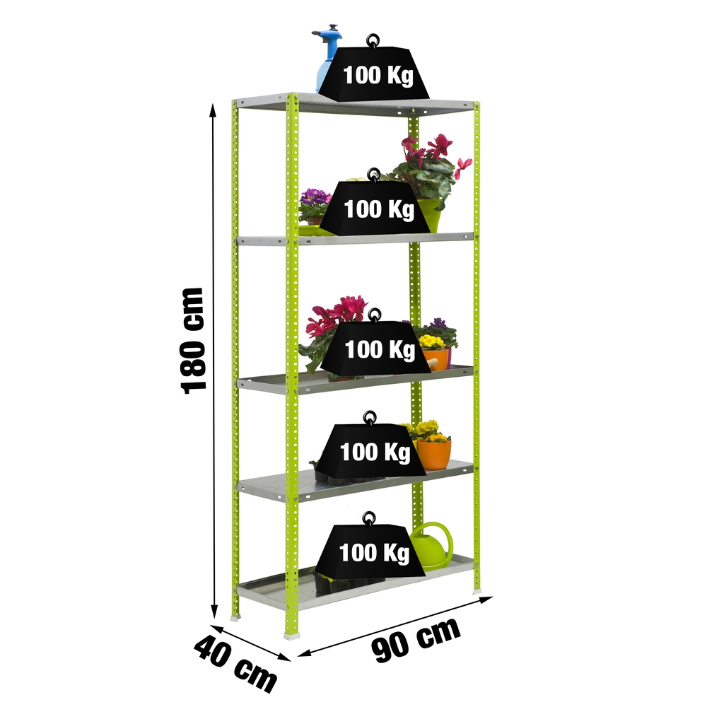 Étagère de jardin - 1800x900x400 - 5 niveaux Vert - SIMON RACK - 8435104942284