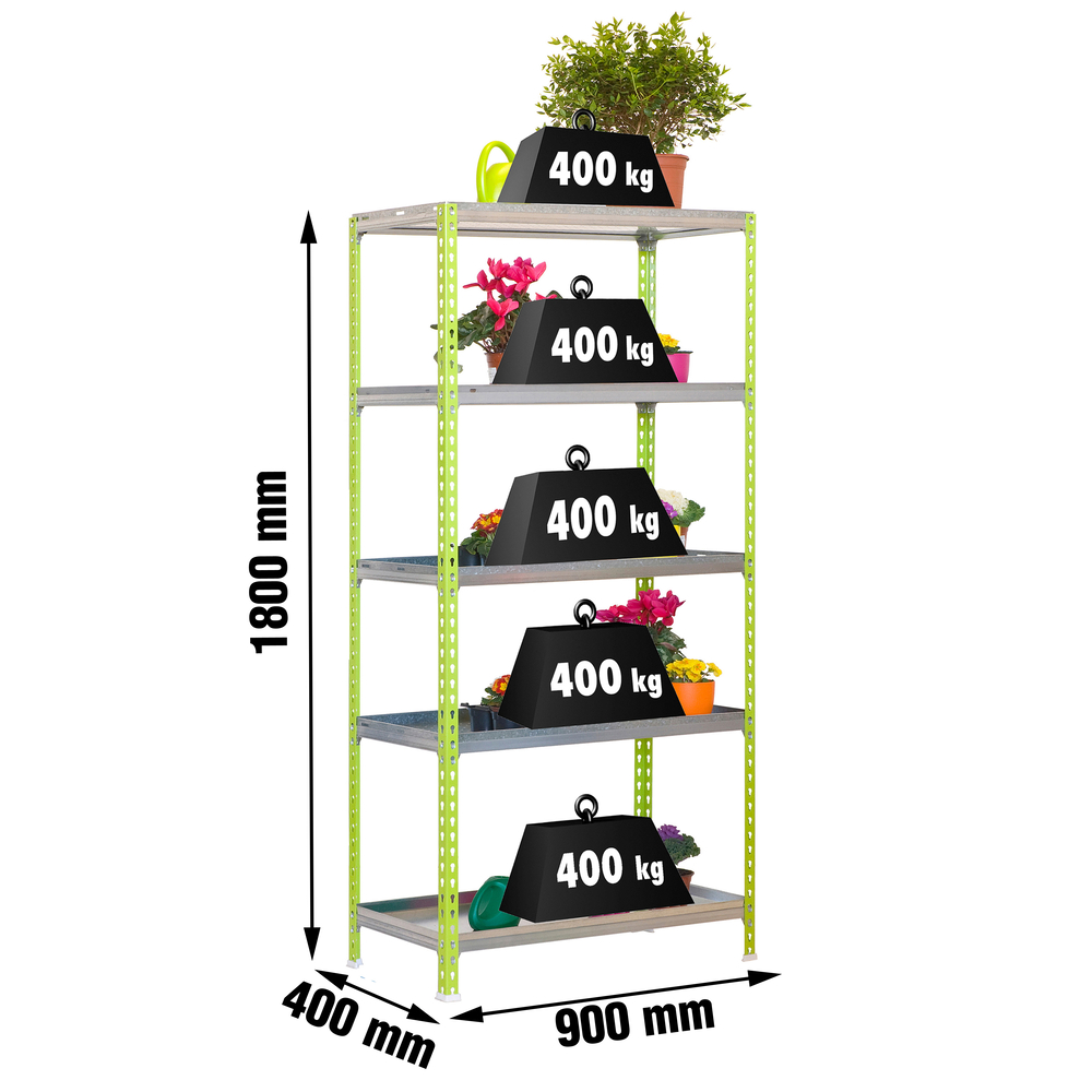 Étagère de jardin - 1800x900x400 - 5 niveaux Vert - SIMON RACK - 8435104942338