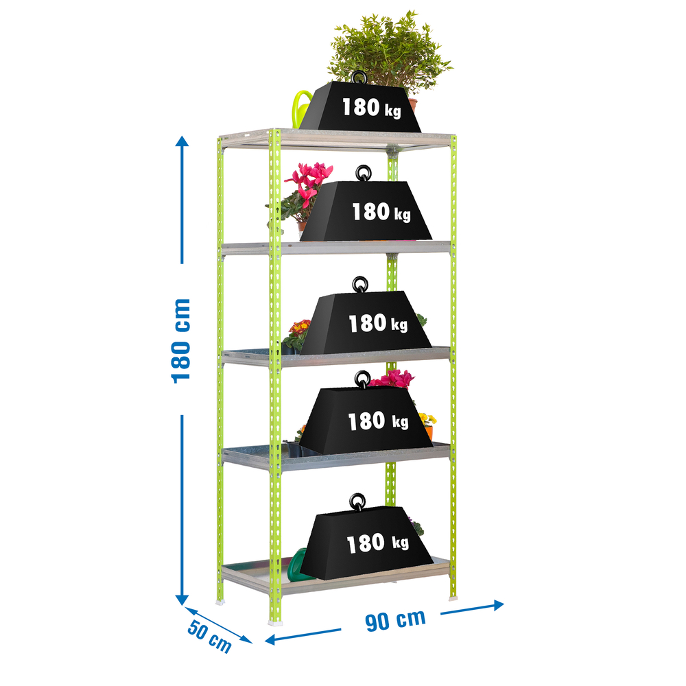 Étagère de jardin - 1800x900x500 - 5 niveaux Vert - SIMON RACK - 8435104942383