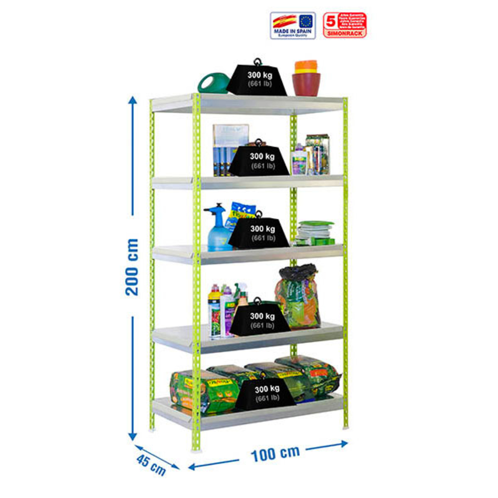 Étagère de jardin - 2000x1000x450 - 5 niveaux Vert - SIMON RACK - 8435104942413