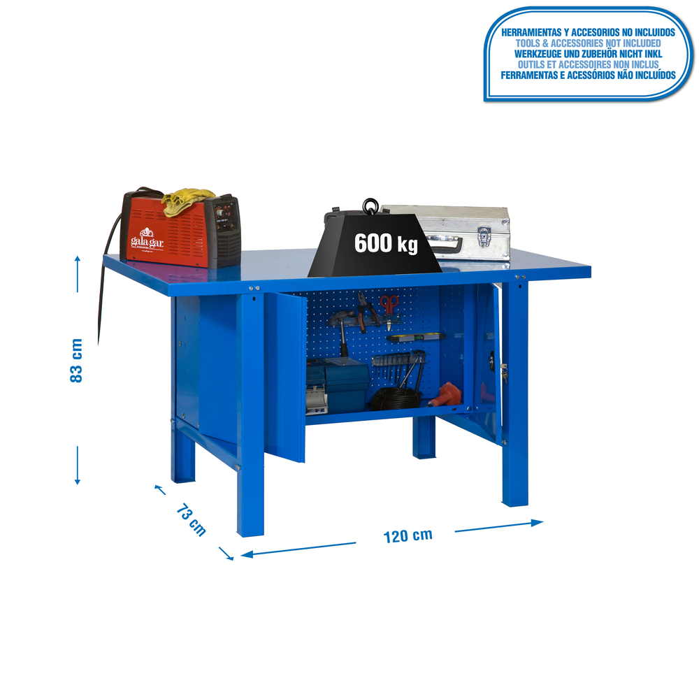 Kit établi mobile Bricolage - 830x1200x730 - 1 niveau Bleu - SIMON RACK - 8435104942659