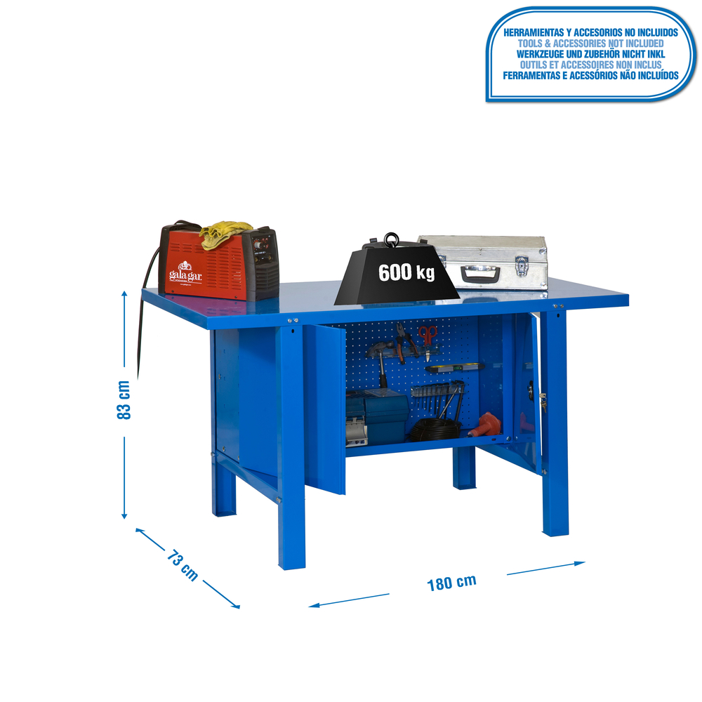Kit établi mobile Bricolage - 830x1800x730 - 1 niveau Bleu - SIMON RACK - 8435104942697
