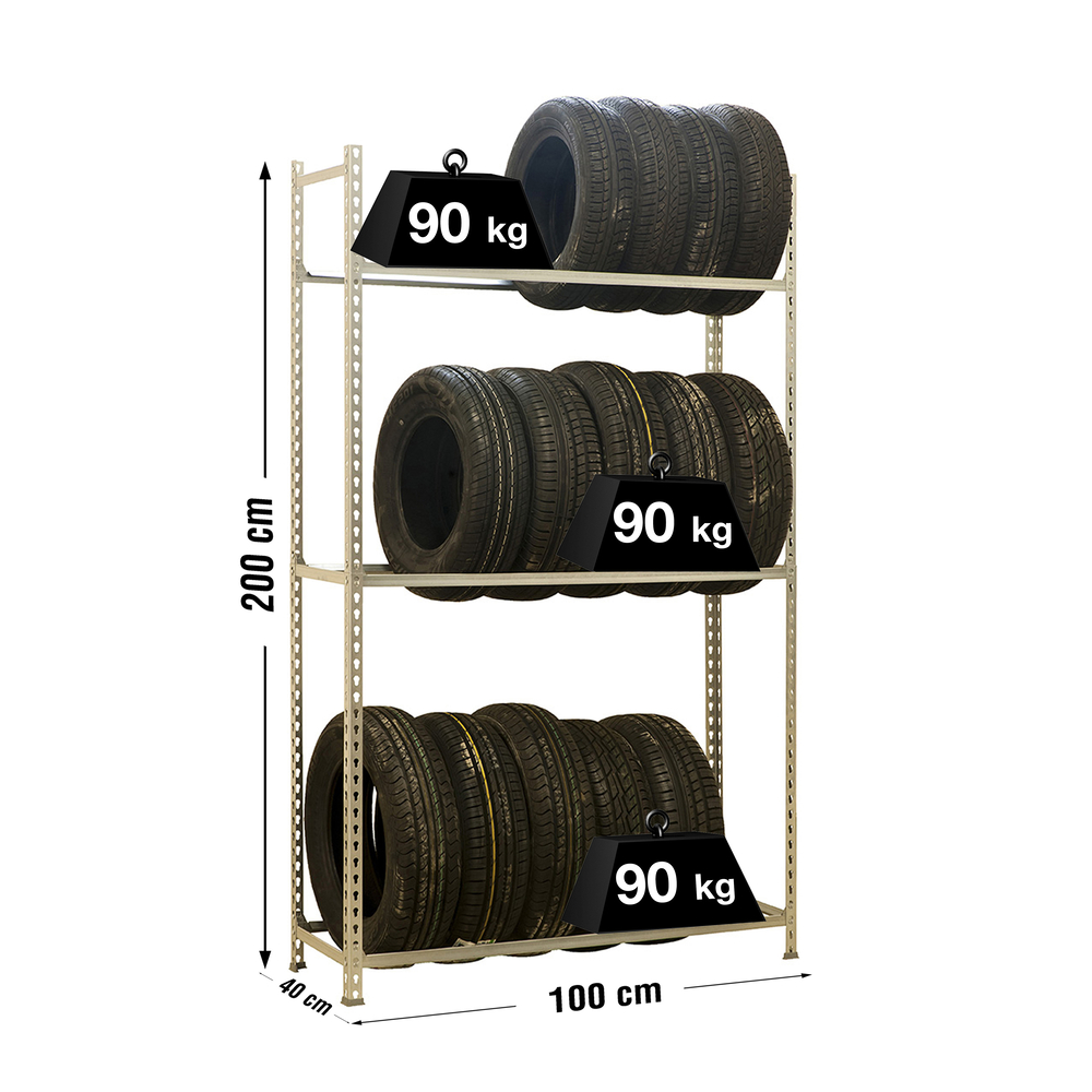 Rayonnage pour garage auto - 2000x1000x400 - 3 niveaux Galvanisé - SIMON RACK - 8435104944479