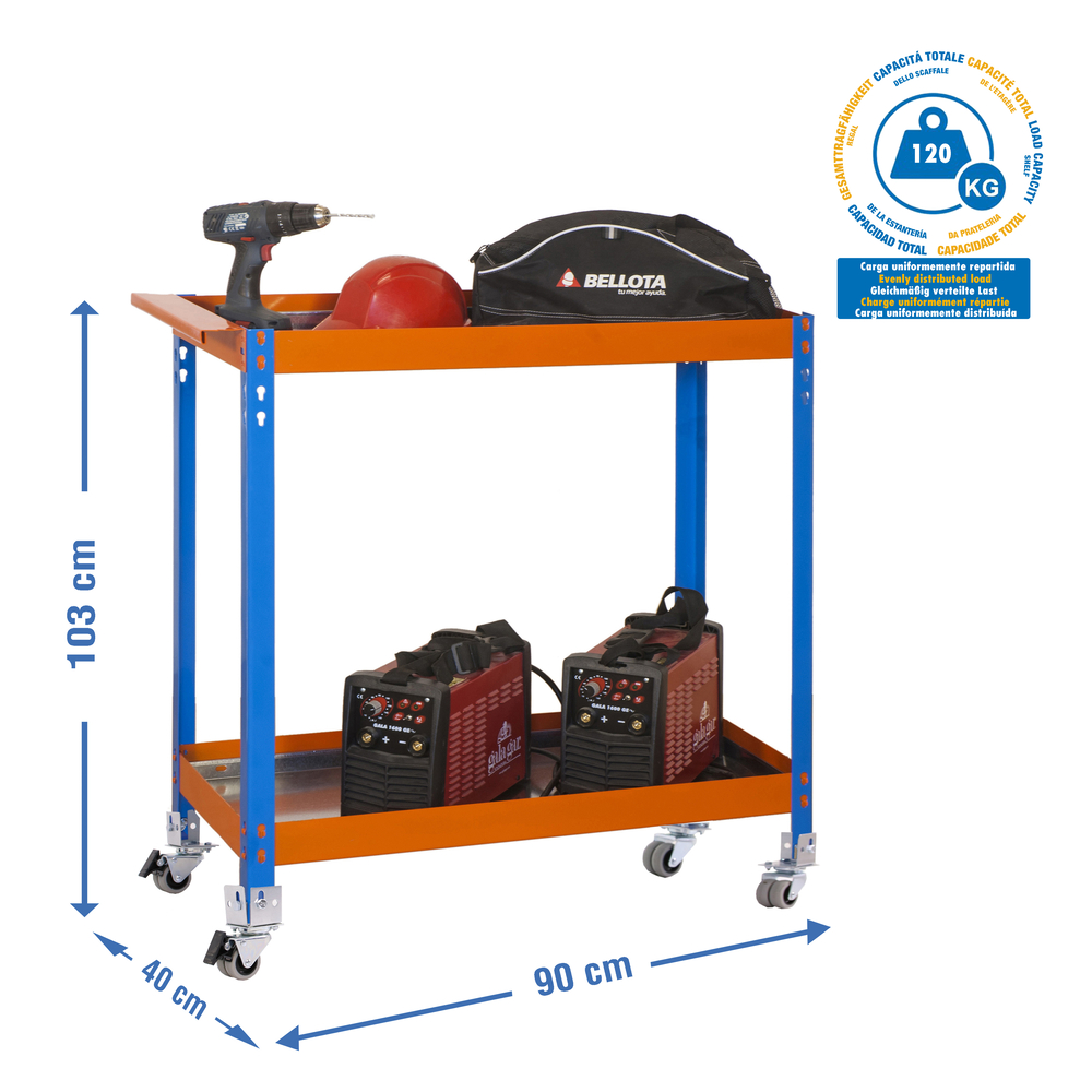 Armoire de rangement - 1030x900x400 - 2 niveaux Bleu/Orange/Galvanisé - SIMON RACK - 8435104946282