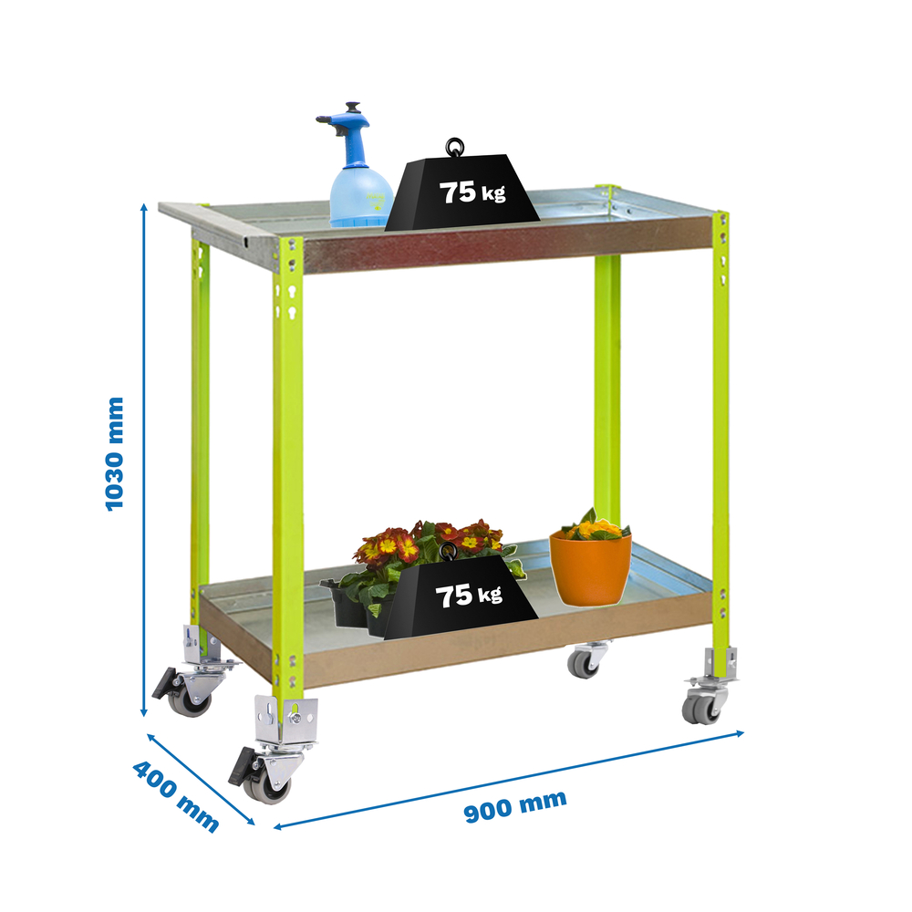 Armoire de rangement - 1030x900x400 - 2 niveaux Vert - SIMON RACK - 8435104946305