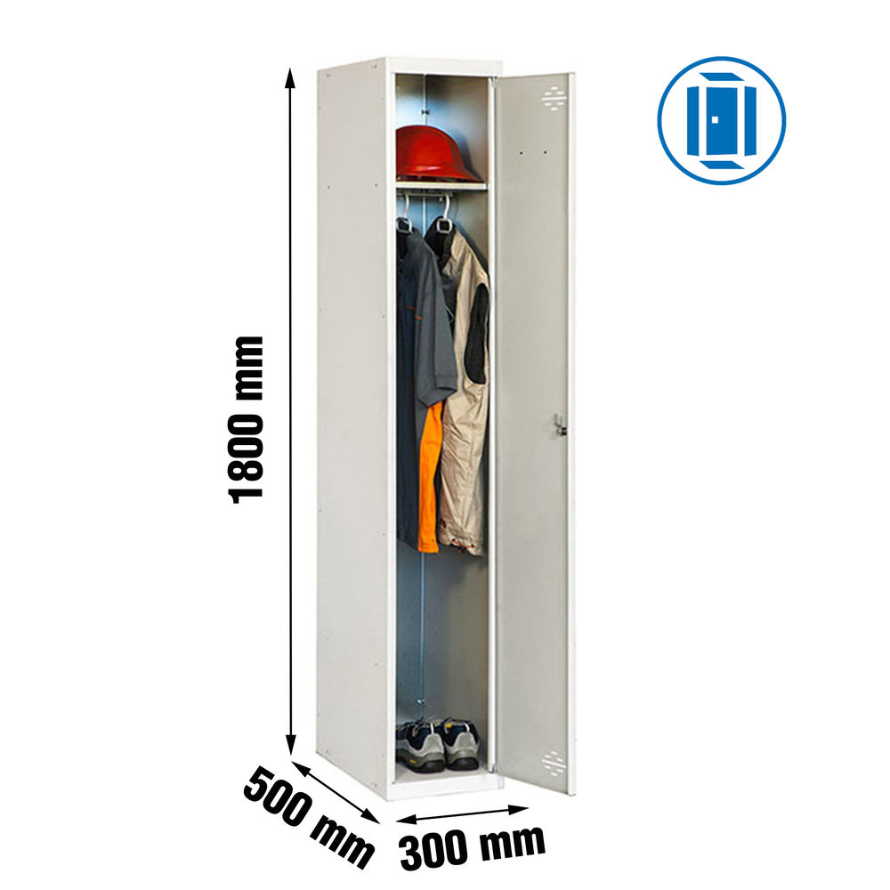 Vestiaire métallique 1800x300x500 - 1 niveau Gris - SIMON RACK - 8435104947531