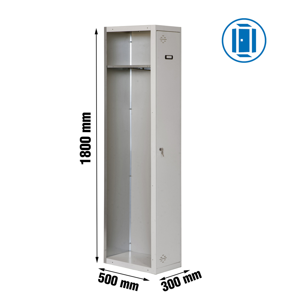 Vestiaire métallique 1800x300x500 - 1 niveau Gris - SIMON RACK - 8435104947548