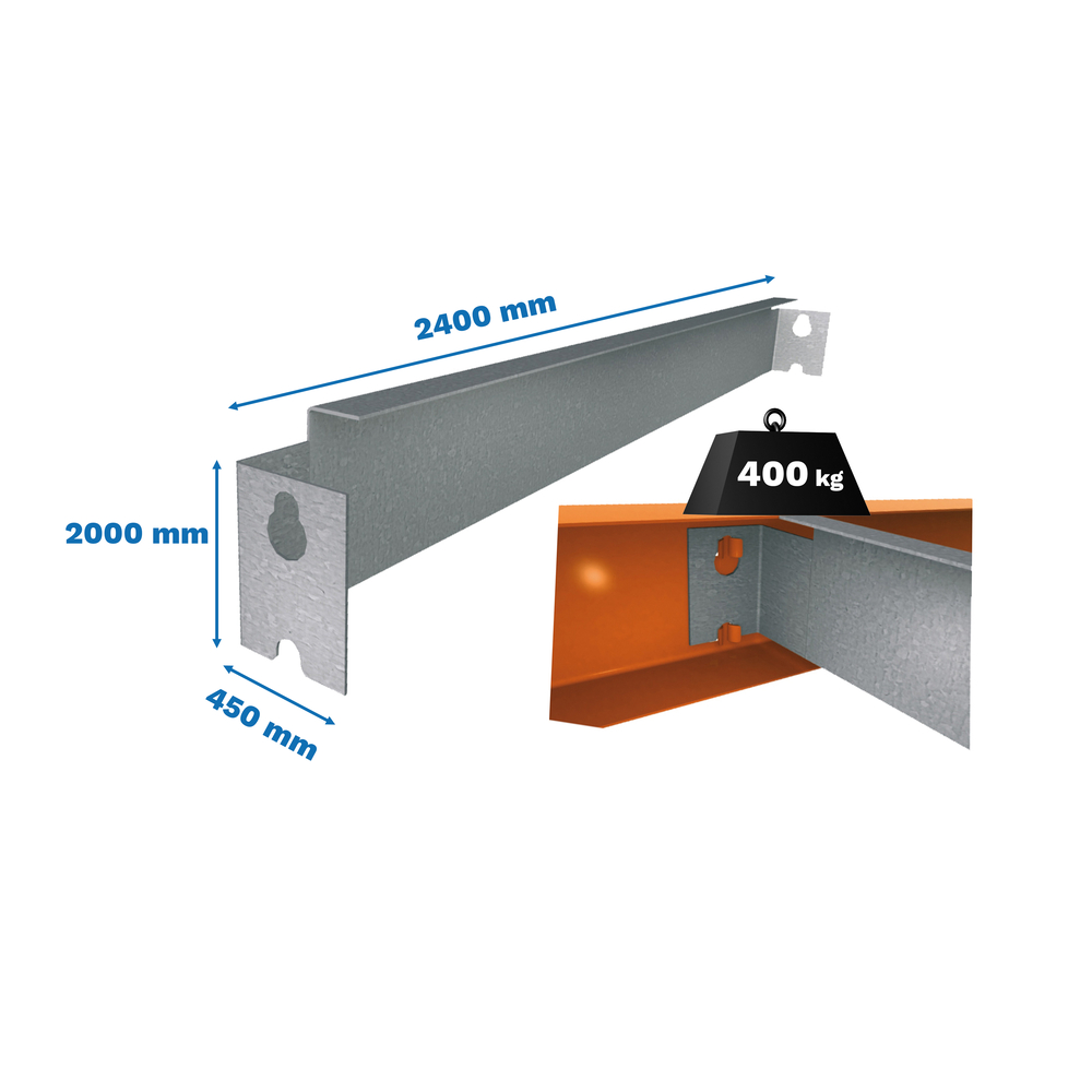 Étagère charge moyenne 500 à 600kg - 2000x2400x450 - 5 niveaux Bleu/Orange - SIMON RACK - 8435104950807