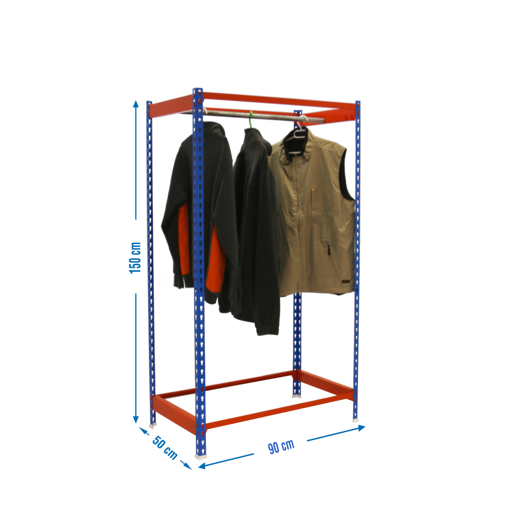 Rayonnage pour vêtements 1500x900x500 - 1 niveau Bleu/Orange - SIMON RACK - 8435104958377