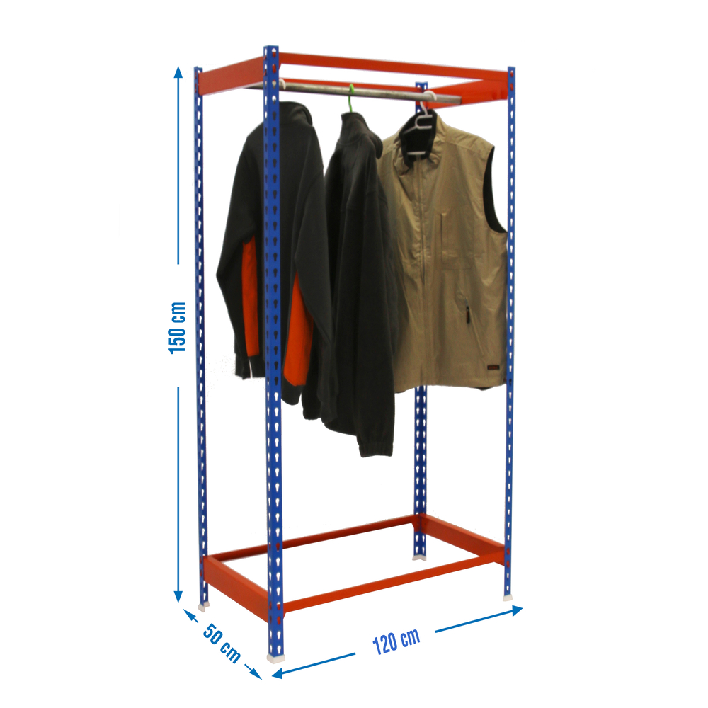 Rayonnage pour vêtements 1500x1200x500 - 1 niveau Bleu/Orange - SIMON RACK - 8435104958452
