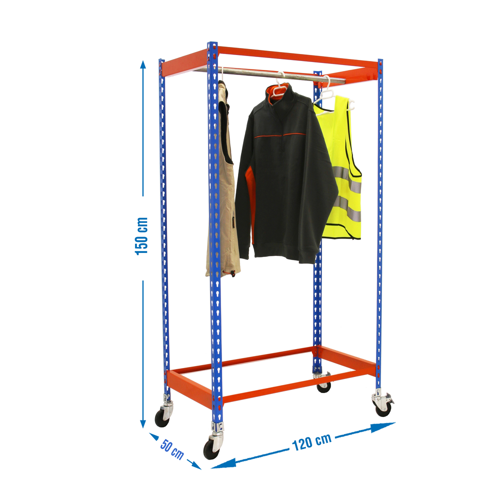 Rayonnage pour vêtements 1575x1200x500 - 1 niveau Bleu - SIMON RACK - 8435104958490