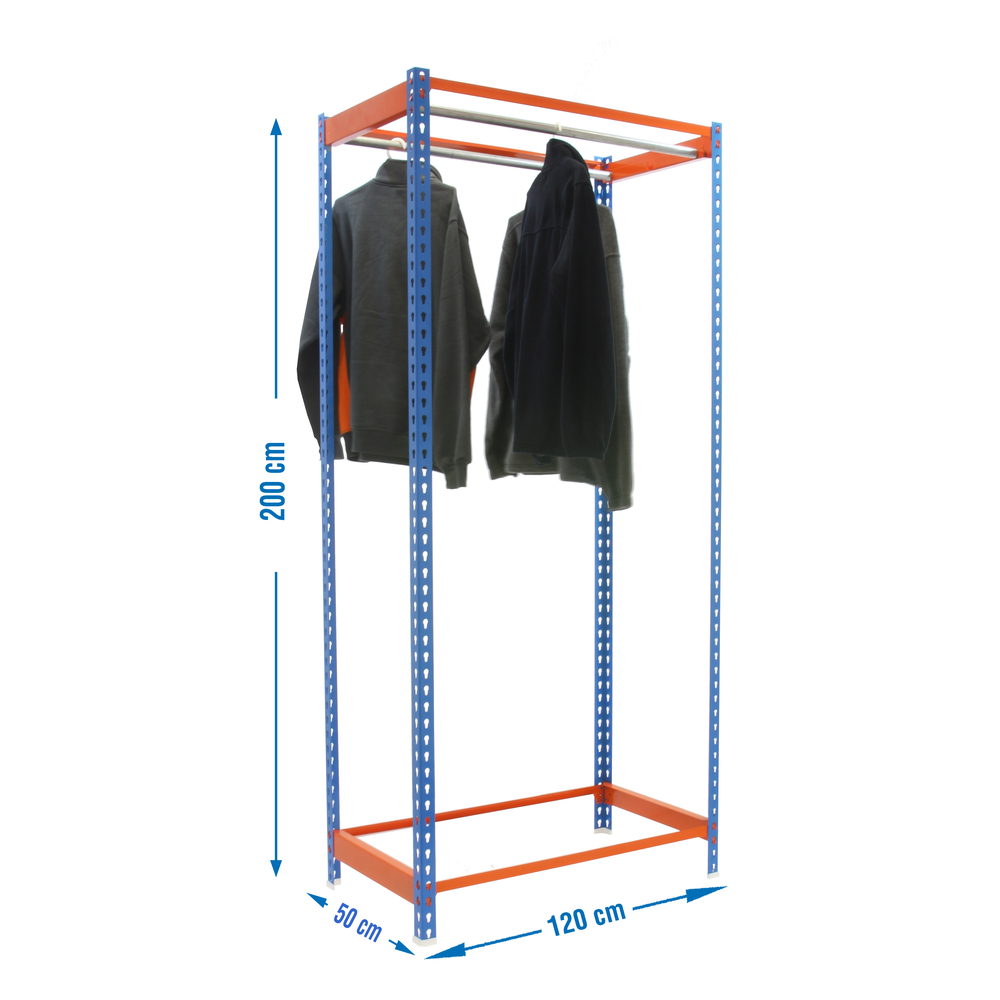 Rayonnage pour vêtements 2000x1200x500 - 1 niveau Bleu/Orange - SIMON RACK - 8435104958698