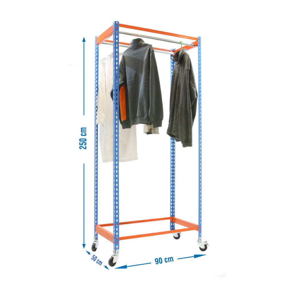 Rayonnage pour vêtements 2575x900x500 - 1 niveau Bleu - SIMON RACK - 8435104958896