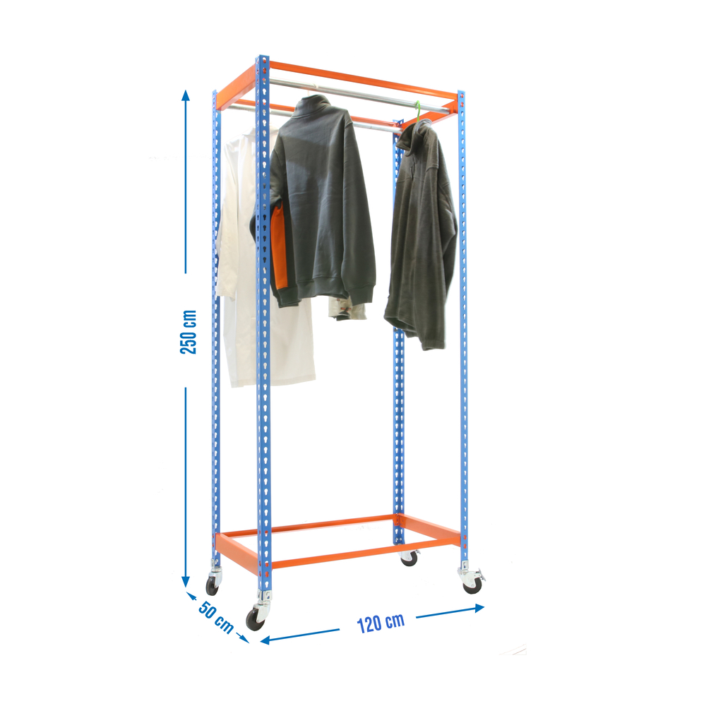 Rayonnage pour vêtements 2575x1200x500 - 1 niveau Bleu - SIMON RACK - 8435104959053