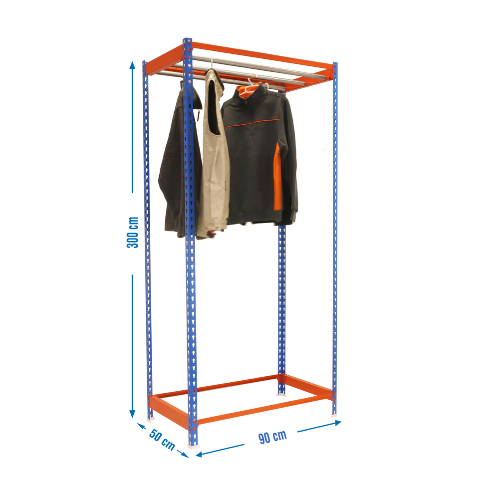 Rayonnage pour vêtements 3000x900x500 - 1 niveau Bleu/Orange - SIMON RACK - 8435104959176