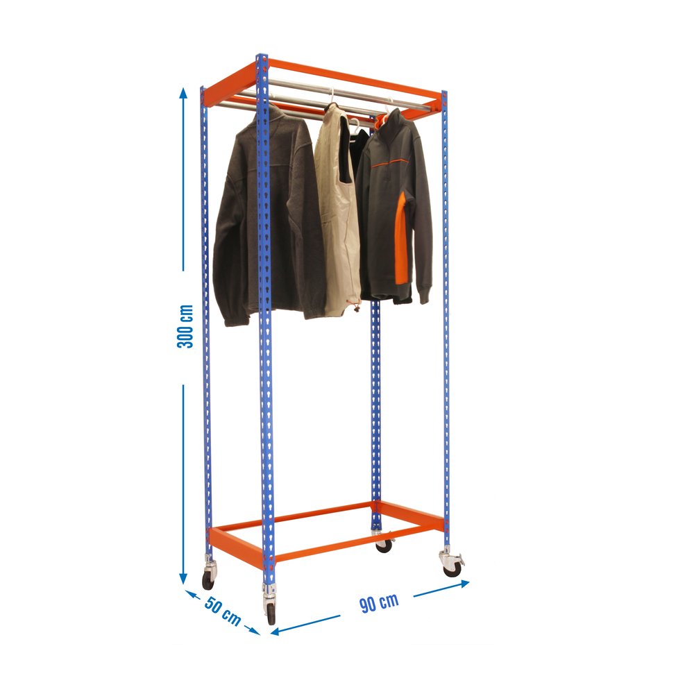 Rayonnage pour vêtements 3075x900x500 - 1 niveau Bleu/Orange - SIMON RACK - 8435104959213
