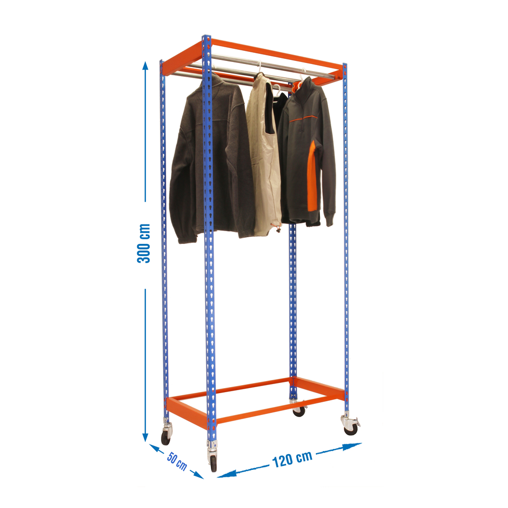Rayonnage pour vêtements 3075x1200x500 - 1 niveau Bleu - SIMON RACK - 8435104959374