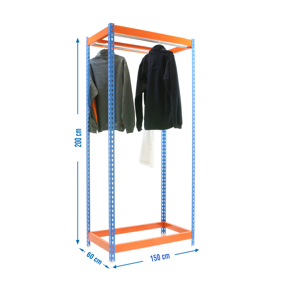 Rayonnage pour vêtements 2000x1500x600 - 1 niveau Bleu/Orange - SIMON RACK - 8435104959497