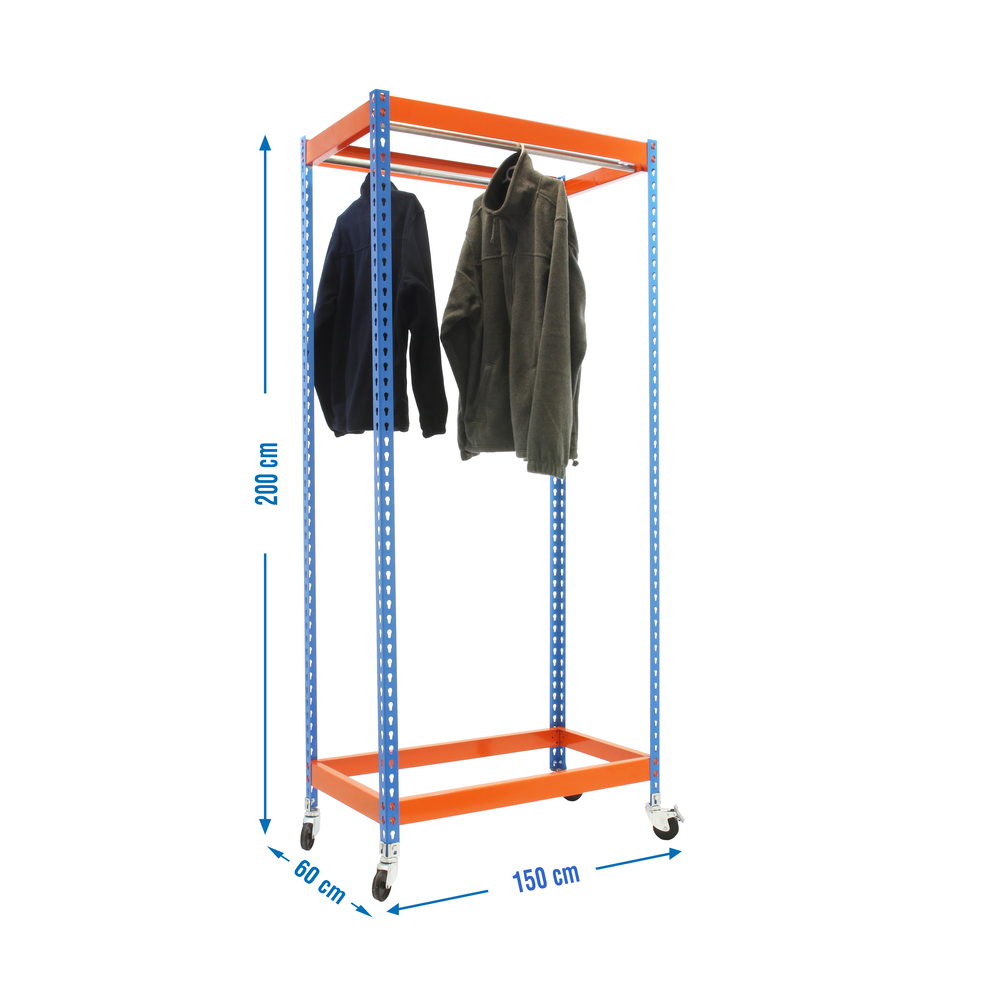 Rayonnage pour vêtements 2075x1500x600 - 1 niveau Bleu/Orange - SIMON RACK - 8435104959534
