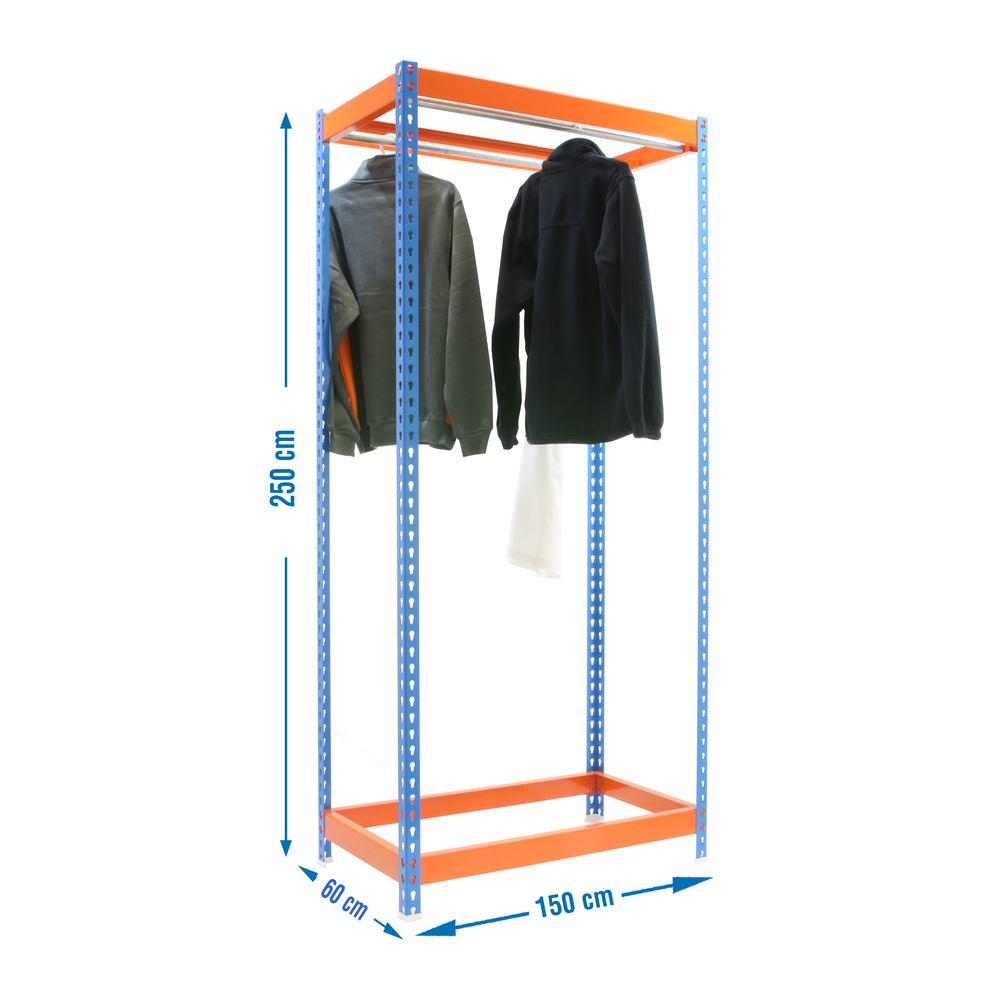 Rayonnage pour vêtements 2500x1500x600 - 1 niveau Bleu/Orange - SIMON RACK - 8435104959657