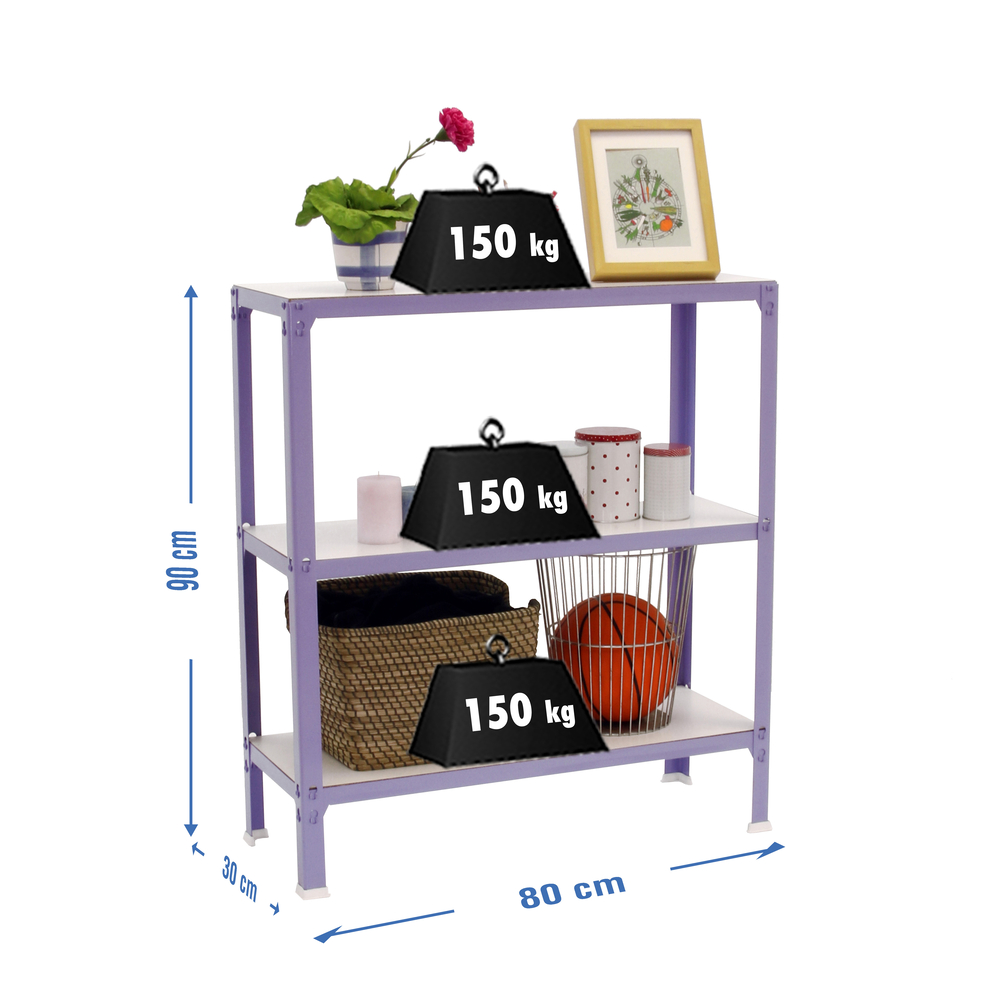 Rayonnage intérieur 900x800x300 - 3 niveaux Blanc - SIMON RACK - 8435104961933