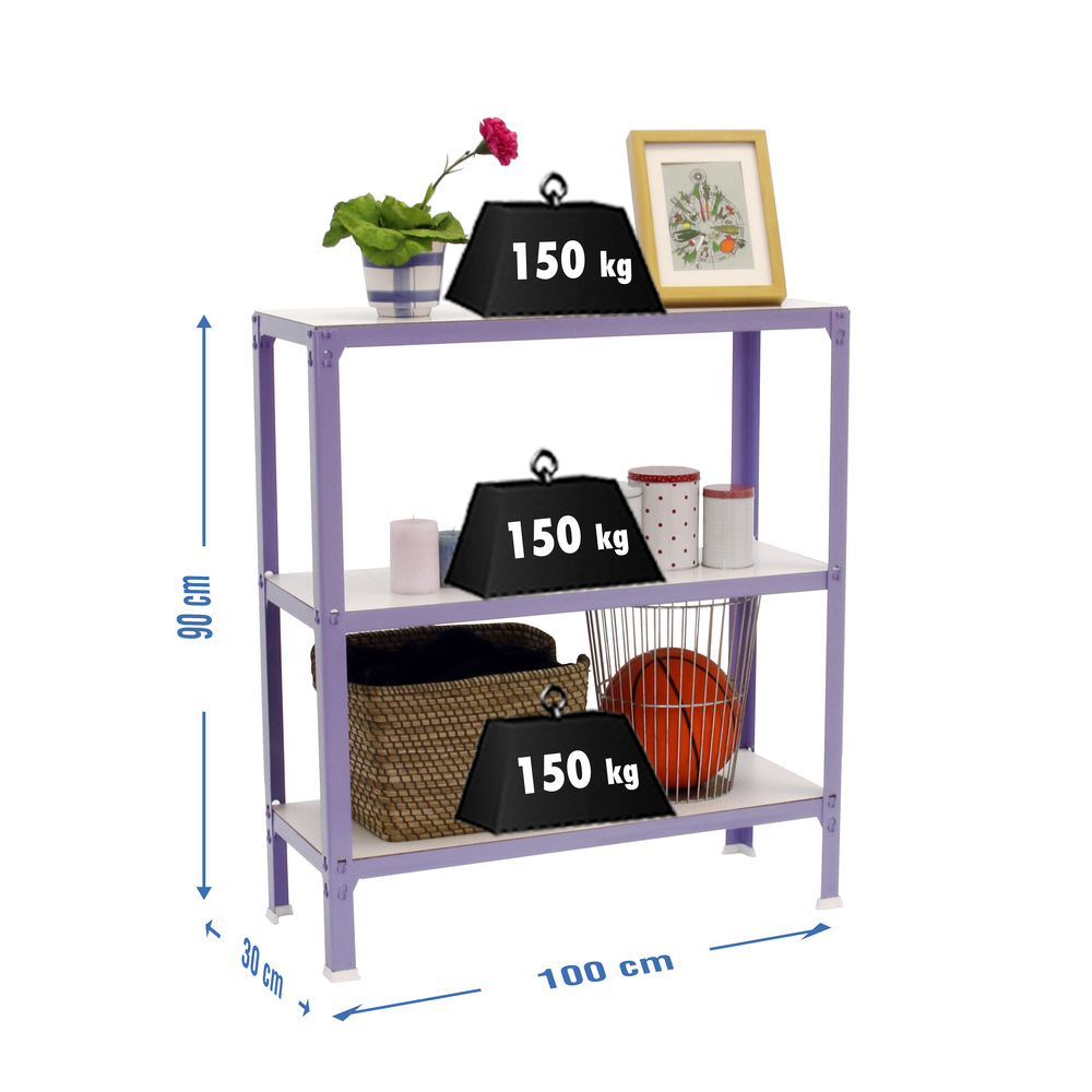 Rayonnage intérieur 900x1000x300 - 3 niveaux Blanc - SIMON RACK - 8435104961971
