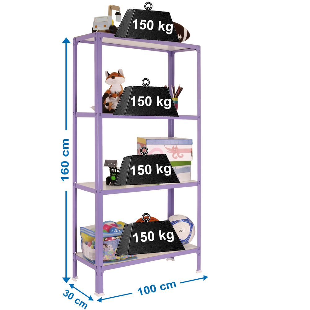 Rayonnage intérieur 1600x1000x300 - 4 niveaux Blanc - SIMON RACK - 8435104962015