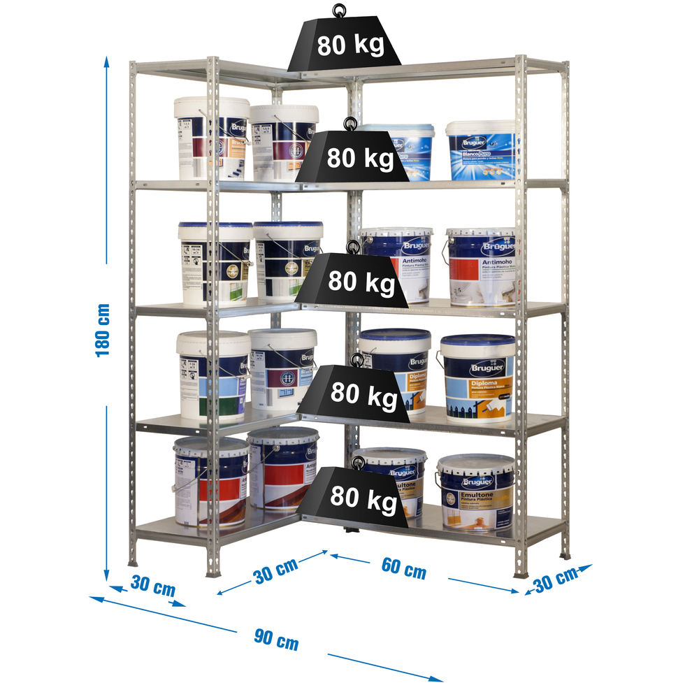 Étagère en kit charge légère sans vis 1800x900x300 - 10 niveaux Galvanisé - SIMON RACK - 8435104973110