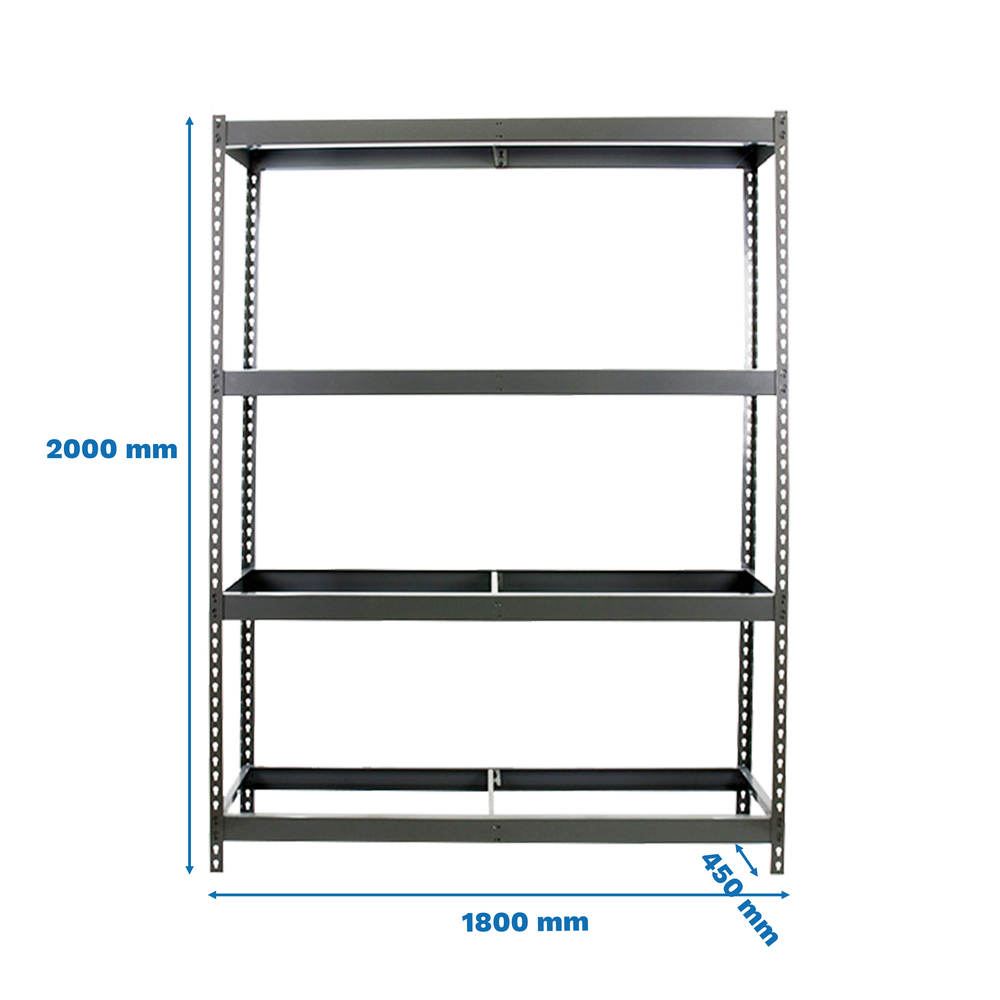 Étagère charge moyenne 500 à 600kg - 2000x1800x450 - 4 niveaux Gris - SIMON RACK - 8435104975923