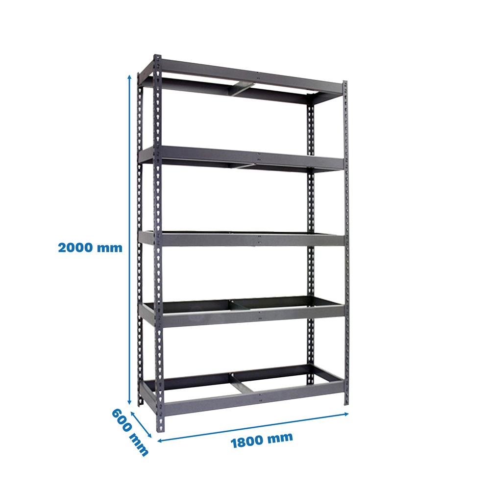 Étagère charge moyenne 500 à 600kg - 2000x1800x600 - 5 niveaux Gris - SIMON RACK - 8435104976029
