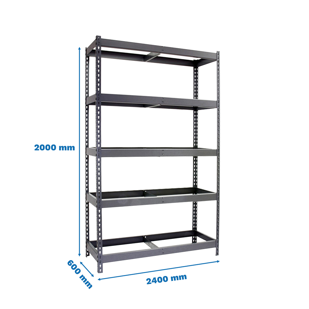 Étagère charge moyenne 500 à 600kg - 2000x2400x600 - 5 niveaux Gris - SIMON RACK - 8435104976050