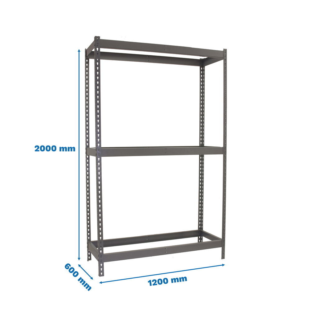 Étagère charge moyenne 400kg - 2000x1200x600 - 3 niveaux Gris - SIMON RACK - 8435104977224