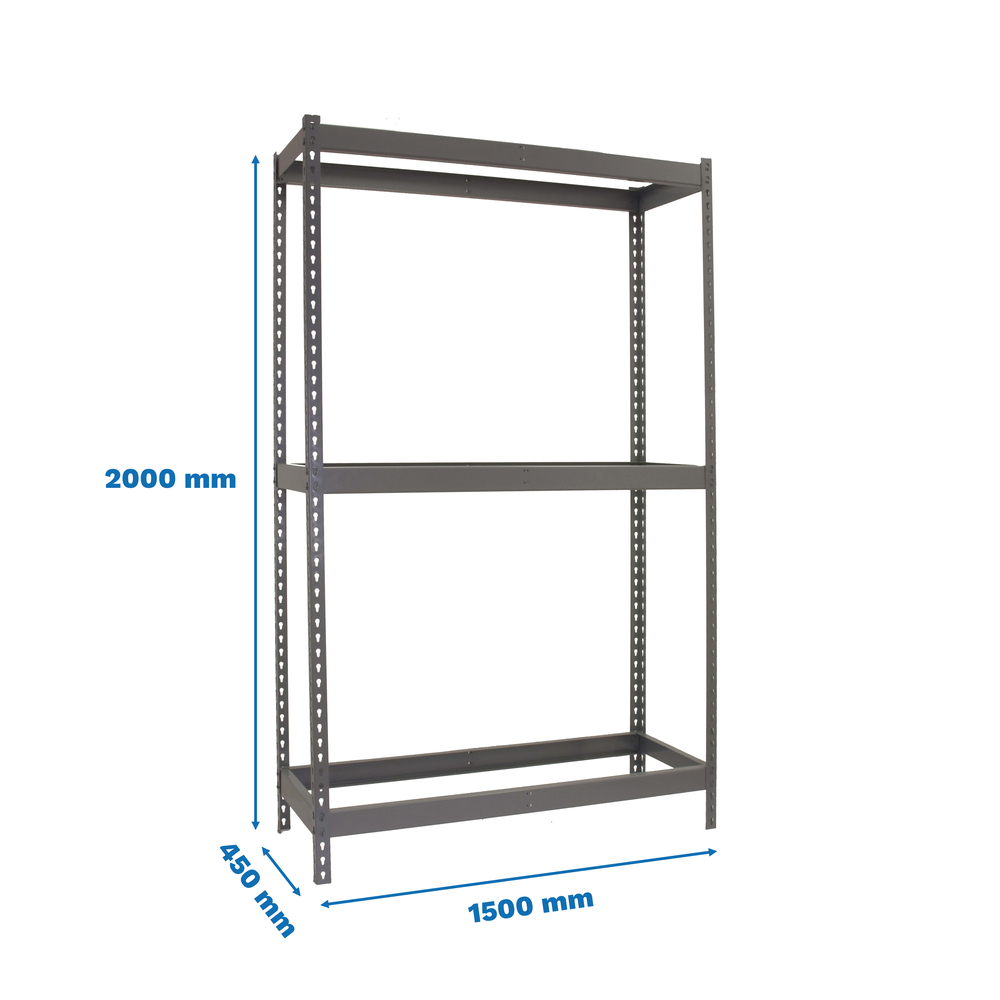 Étagère charge moyenne 400kg - 2000x1500x450 - 3 niveaux Gris - SIMON RACK - 8435104977231