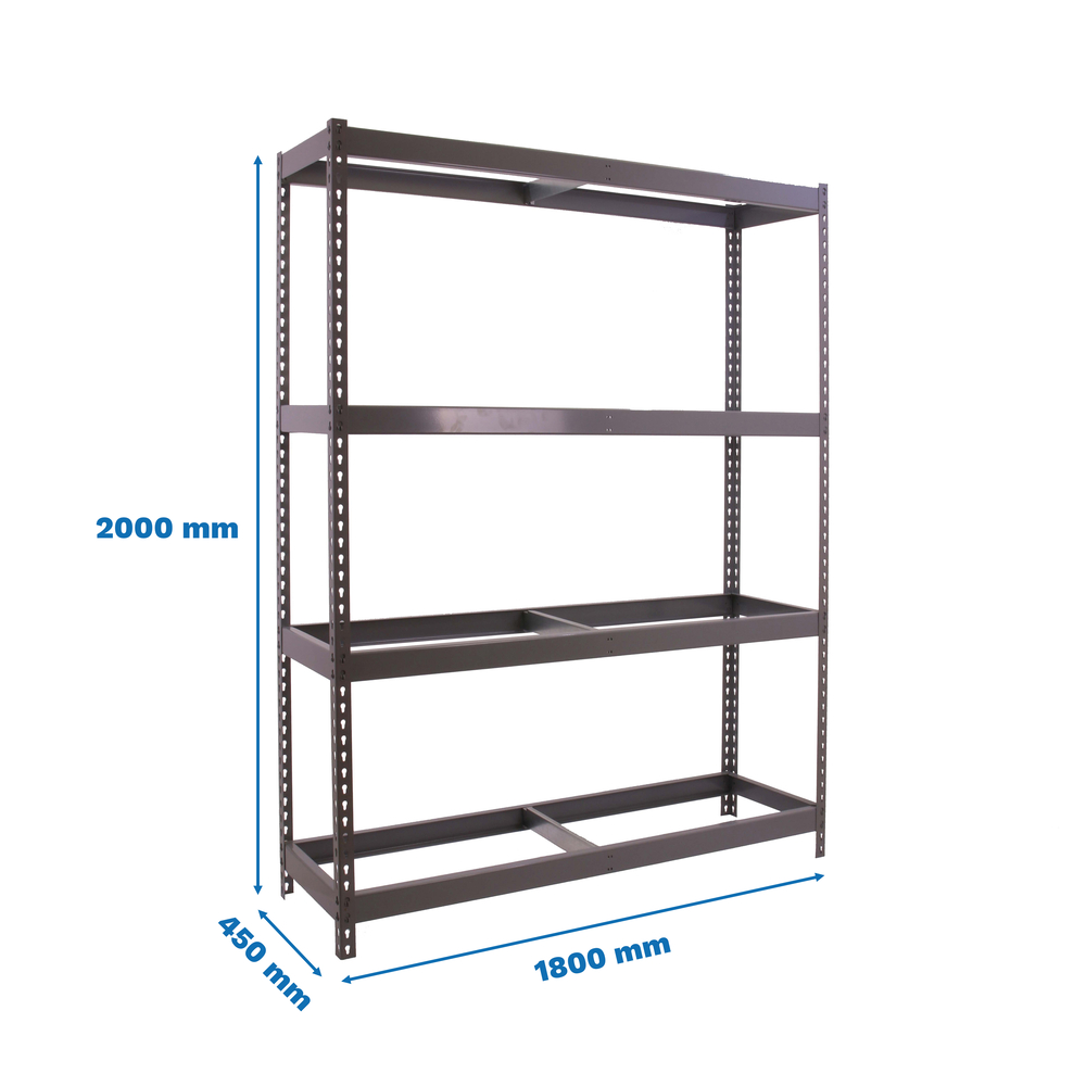 Étagère charge moyenne 400kg - 2000x1800x450 - 4 niveaux Gris - SIMON RACK - 8435104977514