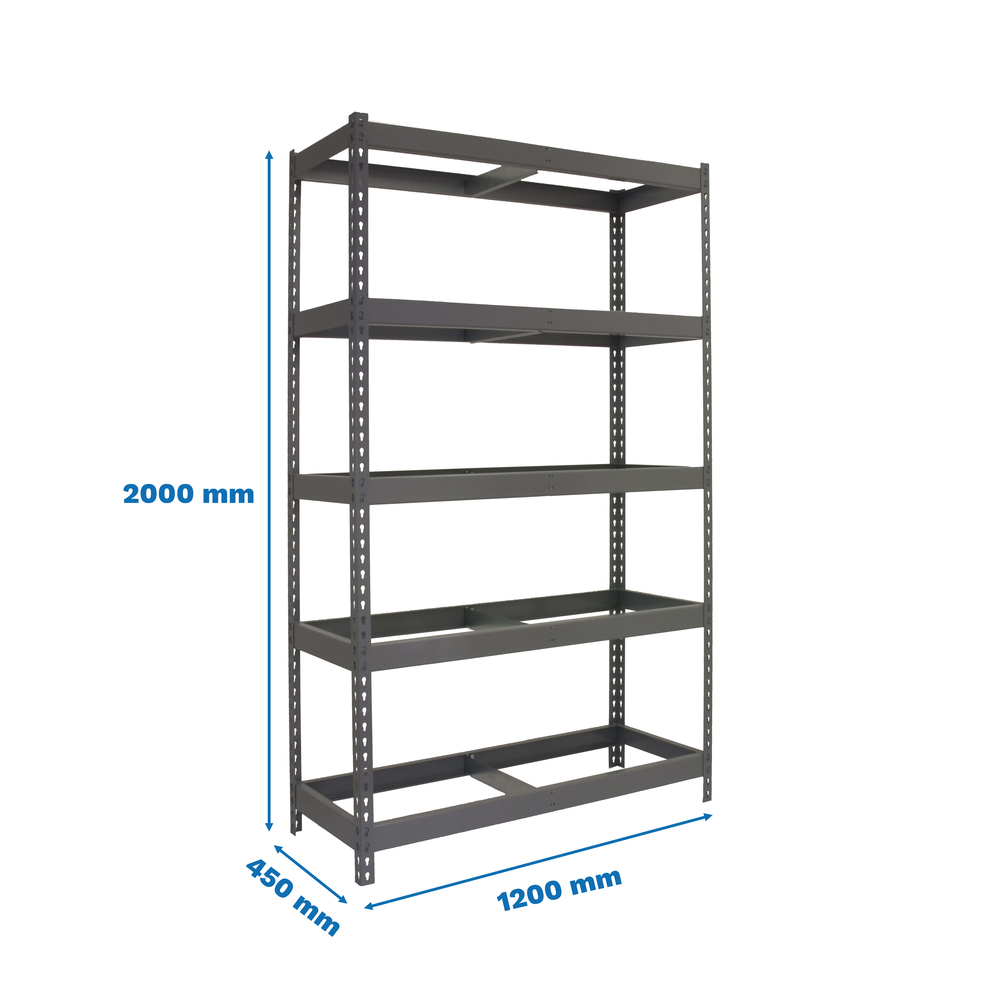 Étagère charge moyenne 400kg - 2000x1200x450 - 4 niveaux Gris - SIMON RACK - 8435104977538