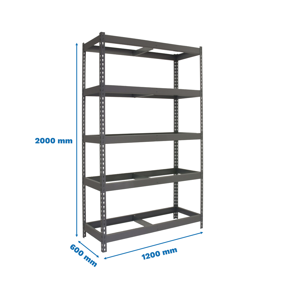 Étagère charge moyenne 400kg - 2000x1200x600 - 5 niveaux Gris - SIMON RACK - 8435104977545