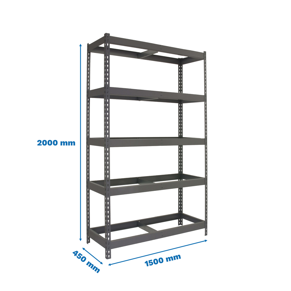 Étagère charge moyenne 400kg - 2000x1500x450 - 5 niveaux Gris - SIMON RACK - 8435104977552