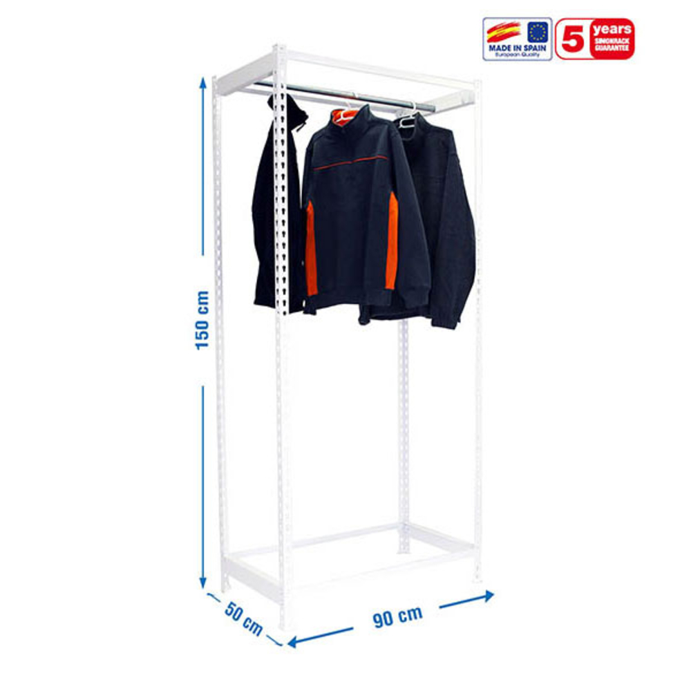 Rayonnage pour vêtements 1500x900x500 - 1 niveau Blanc - SIMON RACK - 8435104978436