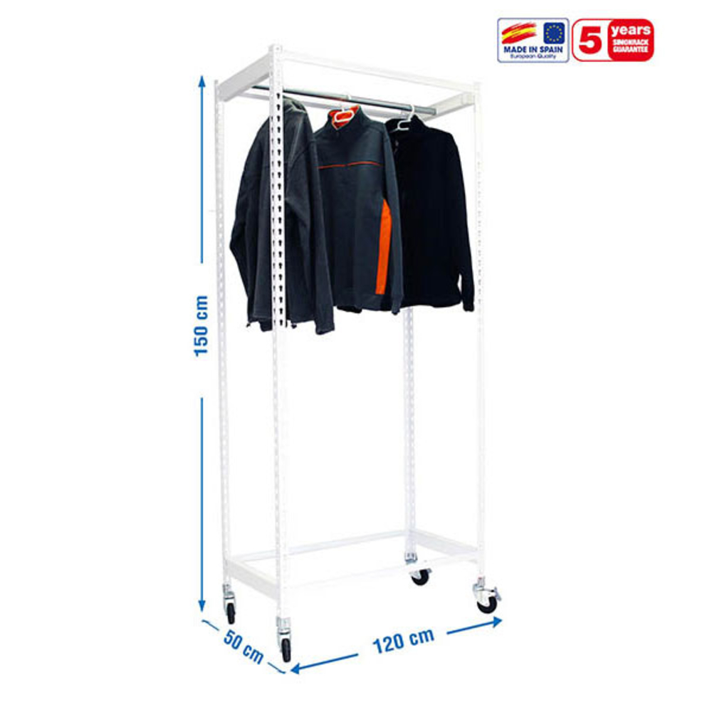 Rayonnage pour vêtements 1575x1200x500 - 1 niveau Blanc - SIMON RACK - 8435104978467