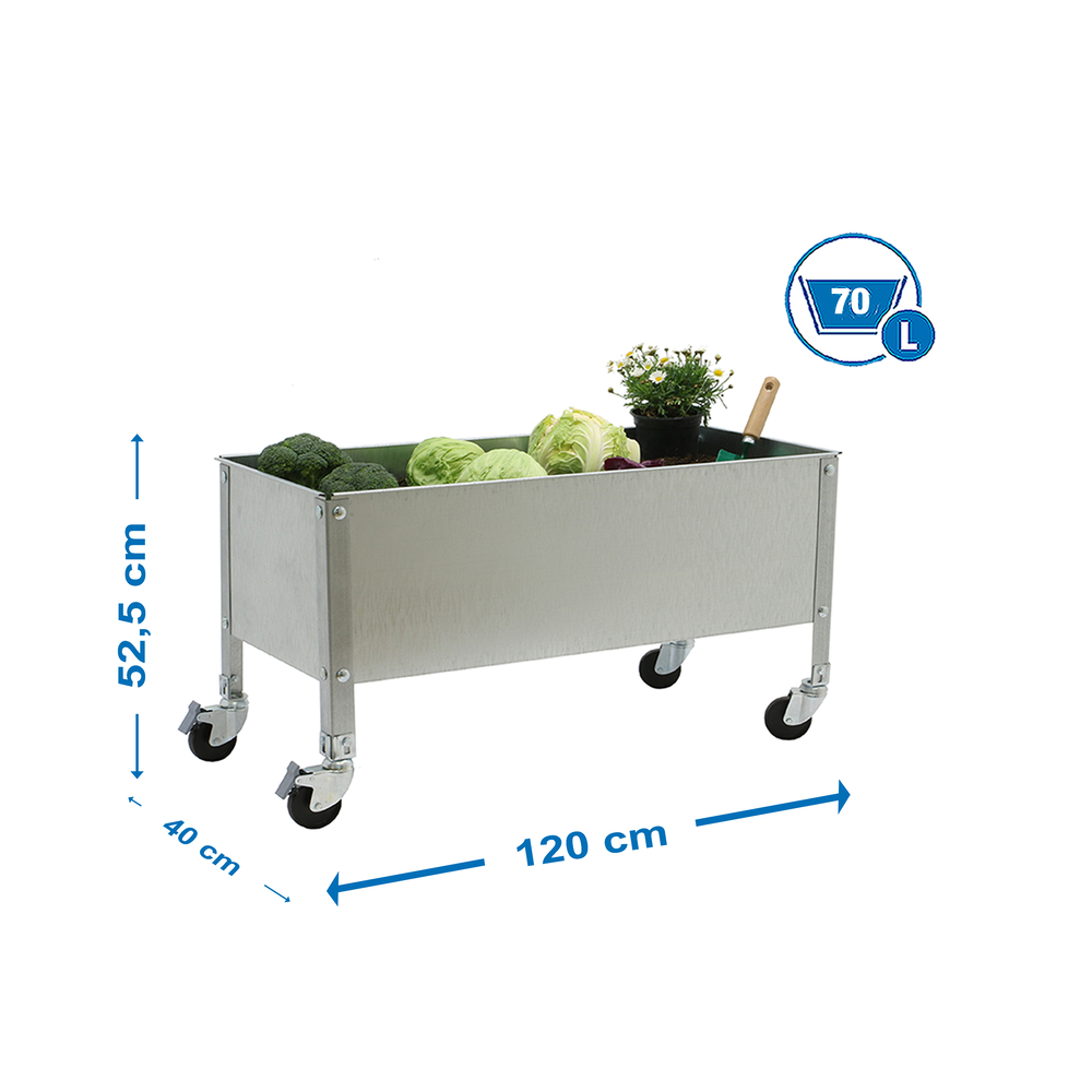Jardinière mobile extérieure - 485x1200x400 - 1 niveau Galvanisé - SIMON RACK - 8435104986875