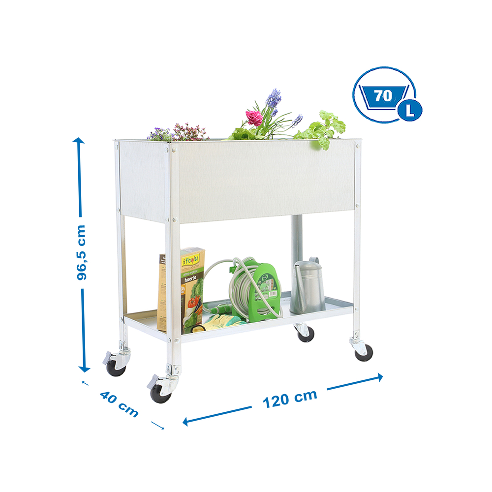 Jardinière mobile extérieure - 925x1200x400 - 2 niveaux Galvanisé - SIMON RACK - 8435104986929